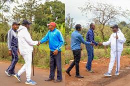 Collage photo of Rigathi Gachagua campaigning for Newton Karish in Mbeere North.